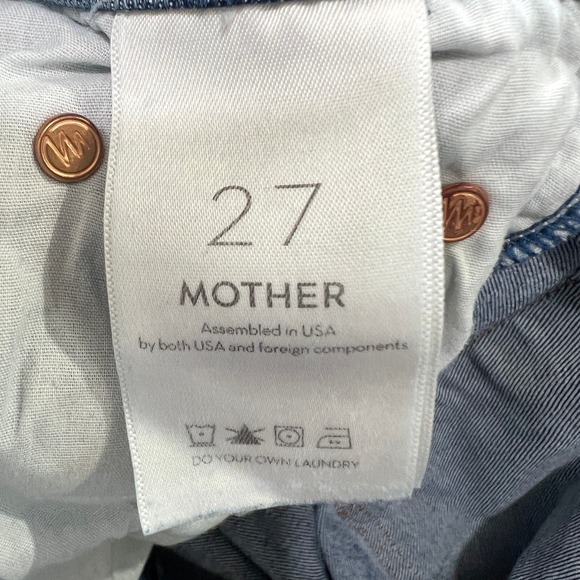 MOTHER The Insider Crop Step Fray Jeans Walking On Coals Denim Size 27 - Picture 6 of 11